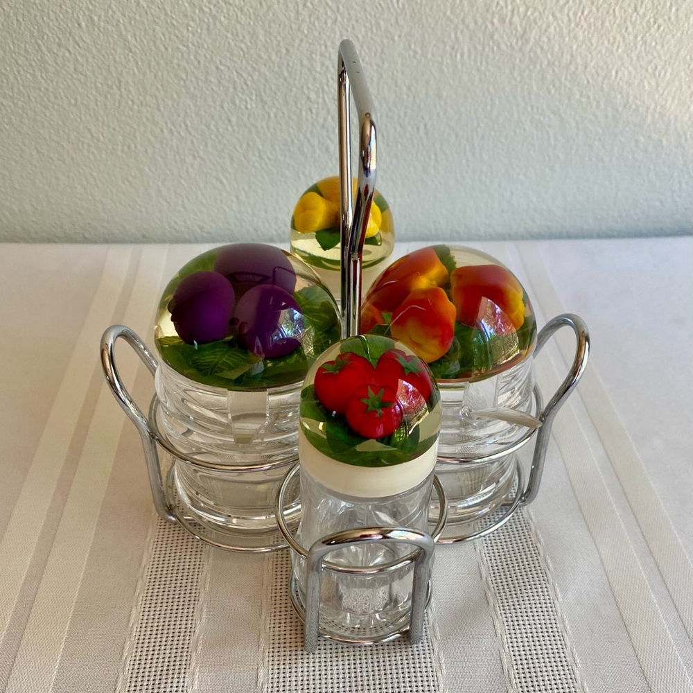 Vintage Acrylic Condiment Set Lucite - Picture 3 of 16